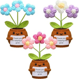 Wholesale Acrylic <b>Puff</b> Flower Crochet Doll Gifts with Card Thank You for Birthday and Christmas Home/Office Decor - Product Image 1