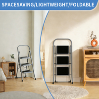 Escalera Plegable de Acero de Grado Industrial Moderna, Certificada EN14183, Capacidad de 150 kg, para Uso Profesional en Talleres y Almacenes