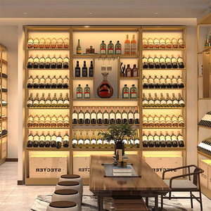 Thiết kế thương mại thép không gỉ hiển thị tường sang trọng lớn Giá rượu hầm rượu Whisky hiển thị giá rượu - Product Image 2