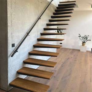 Escaliers flottants préfabriqués d'intérieur <span class=keywords><strong>Escalier</strong></span> en marbre massif/bois avec limon invisible Matériau en verre et fer en acier inoxydable - Product Image 6