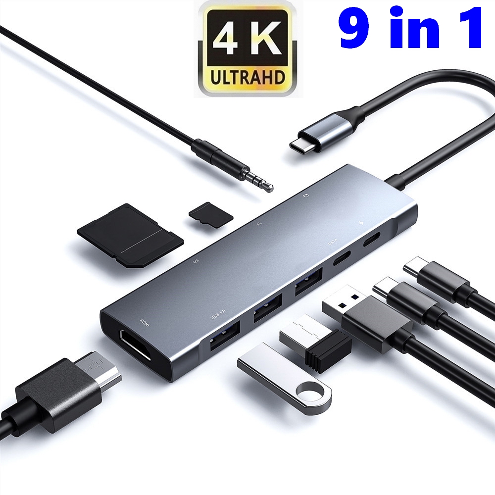Acquista Hub USB C 7 in 1 Adattatore compatibile HDMI 4K 30Hz PD 87W Splitter USB 3.0 Lettore di schede TF/SD Docking station di tipo C per telefono/PC/laptop in Italia a partire