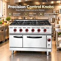 Cuisinière à gaz commerciale à 4 brûleurs avec four pour hôtels et restaurants 1050x700x930mm en acier inoxydable Garantie 1 an