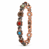 Bracelet élégant en cuivre rouge incrusté de pierres naturelles multicolores, bracelet magnétique en cuivre de haute pureté, sain et idéal pour les femmes, cadeau