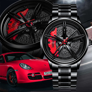 Reloj de cuarzo de acero inoxidable para Hombre, cronógrafo con esfera giratoria, diseño de ruedas de coche, Hub, resistente al agua, nuevo, 2022 - Product Image 1