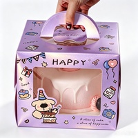 Boîte à pâtisserie, boîte à gâteau d'anniversaire, boîte transparente en PET avec fenêtre, poignée portable, impression de logo personnalisée, emballage pour desserts, emballage cadeau pour les fêtes