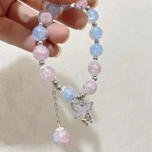 Bracelet pour femme et fille, style 'Sweet Girl', avec perles de pierre, perles de verre et perles de cristal colorées, motif papillon - Product Image 6