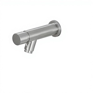 Grifo de Lavabo Moderno de Acero Inoxidable 304 Cepillado, Montado en la Pared, con Cierre Automático y Retardo, para Baños Públicos Comerciales y Escolares - Product Image 2