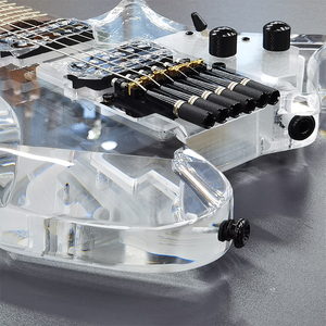 Guitarra Eléctrica GALYDA GLD-860 OEM al por Mayor, Transparente, Cristal, Doble Mecanismo de Cambio, sin Cabeza, Acrílica, Rock, para Directo, Palisandro/Arce H-H - Product Image 3