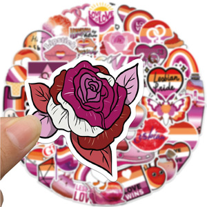 50 autocollants imperméables pour filles lesbiennes, dessin animé violet ZY1591C, pour décorer un carnet, une planche à roulettes, un vélo, des autocollants pour adolescents et enfants - Product Image 3