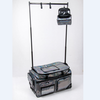 Valise de danse roulante durable, sac de maquillage, housse en PU, fermeture étanche avec roulettes pour les voyages et un rail pour vêtements