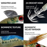 6 Couleurs 7cm Lumineux Squid Jig Rattling perle À L'intérieur Squid Seiche Jigs Leurres Spinner Appât Bois Crevette Avec Double Crochet