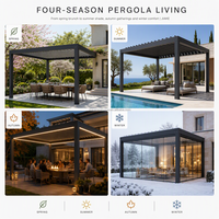 Pergola motorisée Jiake avec toit à lames orientables en aluminium et capteur vent/pluie pour patio arrière, CE SGS OEM Vente en gros