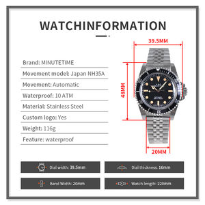 Reloj MINUTETIME Personalizado NH35, Reloj de Pulsera de Lujo Vintage con Esfera NH35, Movimiento Mecánico Automático, Resistente al Agua, de Acero Inoxidable para Hombre - Product Image 6