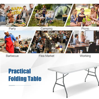 Table pliante d'extérieur Table à tréteaux en plastique pour pique-nique fête mariage