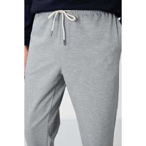 Pantalones Deportivos Grises Melange para Hombre, Cintura Elástica, Corte Estándar, Casuales, Transpirables - Product Image 2