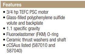 Pompe centrifuge à entraînement magnétique en ligne non submersible USA Little 3/4, 53 GPM, 115V, 2850/3450 tr/min pour eaux usées, 587010, résistante aux acides - Product Image 2