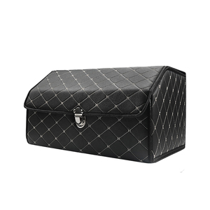 Pu Leather Small <b>Large</b> Capacity Auto Foldable Box <b>Storage</b> Boot Car Organizer for <b>Trunk</b> With Shackle Handle Custom Logo - Product Image 1