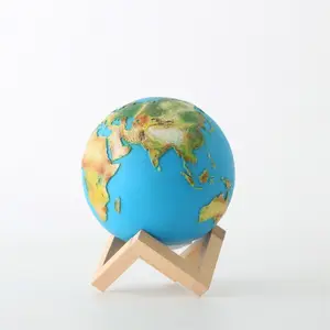 office decor accessories led light world globe 3 Colors Tap Sensor USB Rechargeable 3D Printed Earth Lamp 18cm