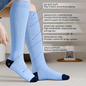 Chaussettes <span class=keywords><strong>de</strong></span> compression montantes personnalisées couleur unie, douces et respirantes, pour le soutien des jambes, idéales pour infirmières, voyages, course à pied et femmes - Product Image 4