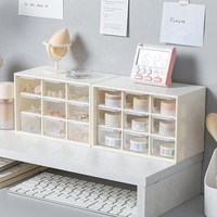 Boîte de rangement à neuf compartiments pour bijoux, organiseur de bureau pour papeterie, étui transparent pour cosmétiques, maison et bureau, en PP