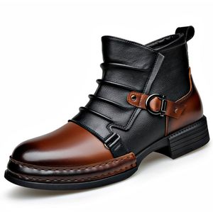 Autunno nuovo stile britannico retrò stivali <span class=keywords><strong>con</strong></span> <span class=keywords><strong>cerniera</strong></span> laterale e velluto caldi stivali in pelle da <span class=keywords><strong>uomo</strong></span> - Product Image 3