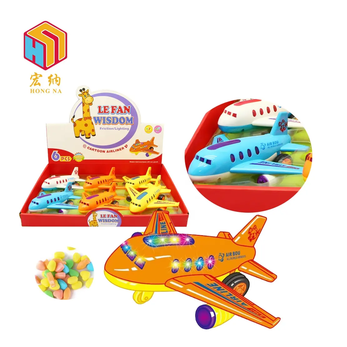 6 шт конфеты инерционная детский игрушечный самолетик с легкой музыкой