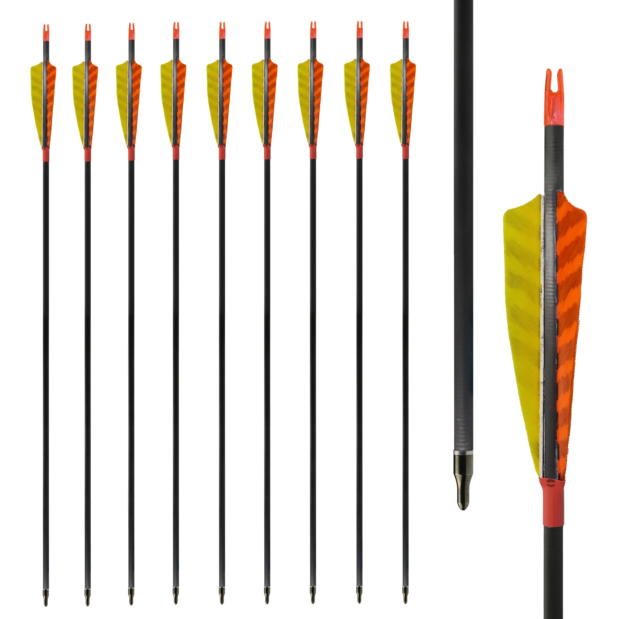 Jagd Bogens chießen Pure Carbon Arrow mit 4 Zoll Real Turkey Feather Grain Field Tipps für Bogens chießen Outdoor-Schießen