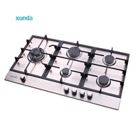 Electrodoméstico de Cocina Xunda, Placa de Cocción a Gas Integrada de 90 cm y 5 Quemadores, Personalización de Fábrica, Placas de Cocción a Gas de Acero Inoxidable de 4, 5 y 6 Quemadores