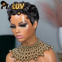 Perruque Pixie Cut en Cheveux Humains, Perruques Bob Sans Colle, Perruques Pixie Bouclées en Cheveux Humains, Perruques en Cheveux Indiens Bruts Sans Dentelle Frontale pour Femmes