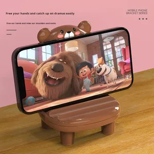 Support de télé<span class=keywords><strong>phone</strong></span> de bureau compact pliable universel avec motif d'animal de dessin animé mignon pour diffusion en direct, décoration de la maison, cadeau pour femmes et enfants - Product Image 3