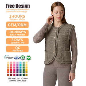 Chaleco de Punto Personalizado con Logotipo, Diseño Invernal sin Mangas, Chaleco de Punto Informal para Mujer, Suéter de Cuello Redondo, Cárdigan de Punto para Mujer - Product Image 2