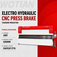 Presse plieuse CNC hydraulique électrique WE67K 200T6200MM, cadre robuste, pliage de précision des tôles pour la fabrication métallique
