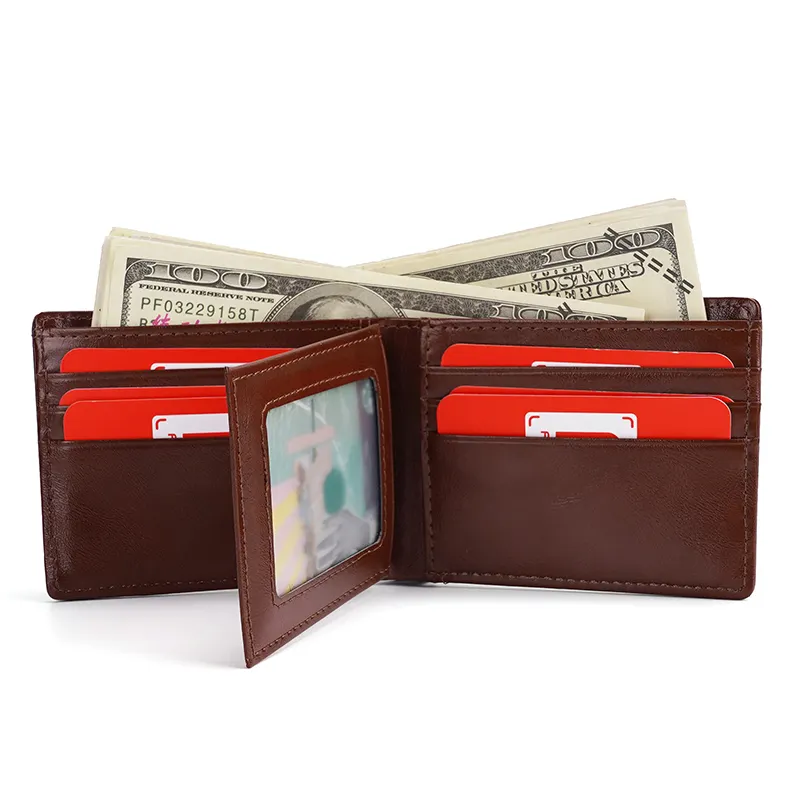 Billetera clásica de cuero PU para hombre, billetera masculina de alta calidad, de lujo