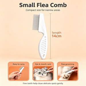 Peigne <span class=keywords><strong>anti</strong></span>-puces à dents fines pour animaux de compagnie, en acier inoxydable, auto-nettoyant, <span class=keywords><strong>anti</strong></span>-rayures, pour le démêlage et le toilettage des chats et des chiens, outil de retrait sûr - Product Image 3