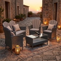Ensemble de canapés d'extérieur en rotin tressé, design traditionnel, 4 places, durable, respectueux de l'environnement, pour villa/cour/park/jardin, utilisation hôtelière