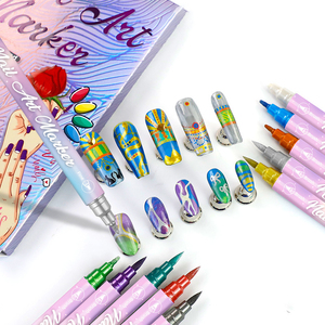 Juego de Marcadores Profesionales para Arte de Uñas 3D, Secado Rápido, Resistentes al Agua, Personalizables, 12 Colores Metálicos, Rotulador de Esmalte de Uñas de Doble Punta, Borrable - Product Image 3