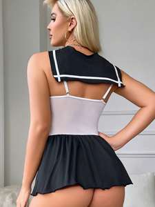 Conjunto de lencería sexy de encaje transparente con aros para mujer, <span class=keywords><strong>bragas</strong></span> de tanga, disfraz de cosplay para adultos - Product Image 2