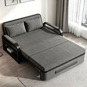 Sofá <span class=keywords><strong>Cama</strong></span> de 2 Plazas con Estructura Metálica, Convertible, con Bolsillos Laterales de Almacenamiento, Sofá <span class=keywords><strong>Cama</strong></span> Extensible para Invitados, Ideal para Espacios Pequeños - Product Image 2
