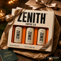 Boîte d'emballage de luxe personnalisée pour café liquide avec fenêtre, boîte cadeau rigide en carton pour 3 canettes de 240 ml, OEM ODM Vente en gros