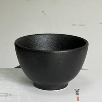 Petit bol à dessert et à condiments en céramique et porcelaine, sous glaçure noire, compatible micro-ondes, design minimaliste