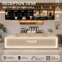 Bureau de réception moderne en bois, écologique, à hauteur réglable, design minimaliste, marque VIGOR pour hôtels, supermarchés