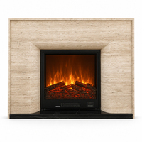 Encadrement de Cheminée en Travertin Beige, Pierre Naturelle, Style Moderne Minimaliste, Cadre de Luxe pour Villa, Hôtel, Salon, Décoration Intérieure