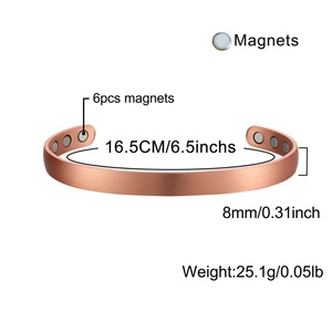 Junhong Jewelry Simple Plain Custom Pure Copper Health <b>Bangle</b> <b>Bracelets</b> With Neodymium Magnets - Product Image 3