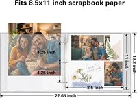30x30 cm Großes Scrapbook-Album mit 30 Plastikhüllen und Scrapbook-Papier Leinen-Einband 3-Ring Foto-Bildalbum