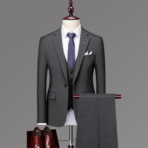 Costumes <span class=keywords><strong>de</strong></span> mariage <span class=keywords><strong>de</strong></span> bureau formels haut <span class=keywords><strong>de</strong></span> gamme pour hommes à la mode britannique décontracté à carreaux respirant pour adultes - Product Image 4