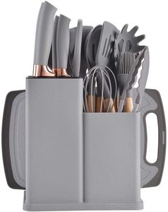 Ensemble d'ustensiles de cuisine antiadhésifs, outils de cuisine en silicone résistant à la chaleur avec support - Product Image 1