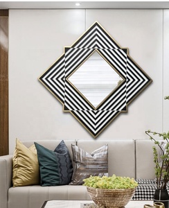Espejo Decorativo de Pared Hecho a Mano con Patrón Geométrico de Rayas Blancas y Negras de Estilo Art <span class=keywords><strong>Deco</strong></span> <span class=keywords><strong>Simple</strong></span>, con Tamaño Personalizable - Product Image 2