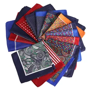 Men's Handkerchief Floral Anchor Checked Polka Dot Printed Hankies Polyester Hanky Business Pocket Square
