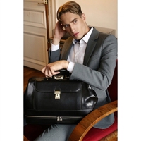 Bolso Gladstone de Cuero de Grano Completo Vintage, Estilo Maletín de Doctor Premium, Bolso de Fin de Semana de Alto Estilo, Bolso Boston con Cierre Metálico