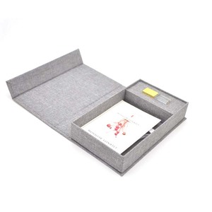 Custom Logo flash drive cream linen gift box photography gift photo linen holding box crystal USB sticks